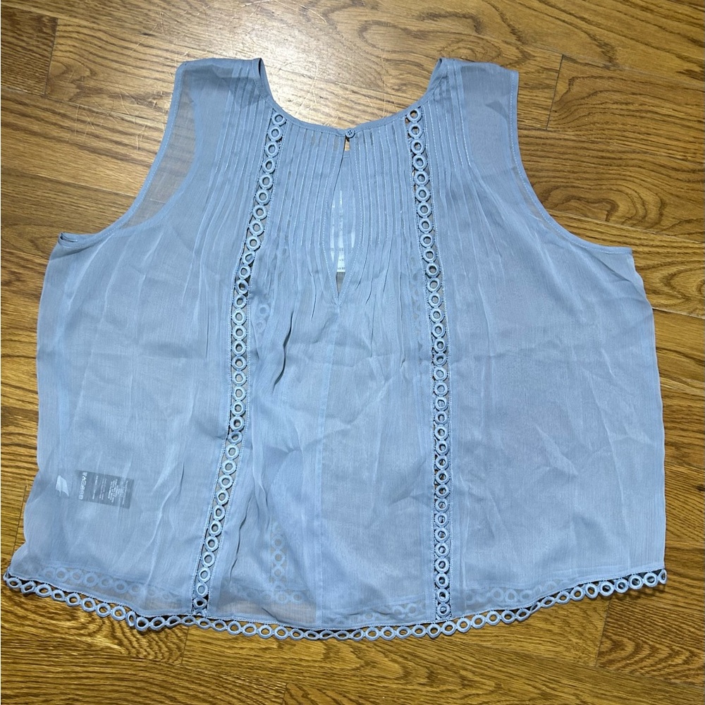 Bebe Light Blue Sleeveless Tank with Crochet Trim - Picture 12 of 12